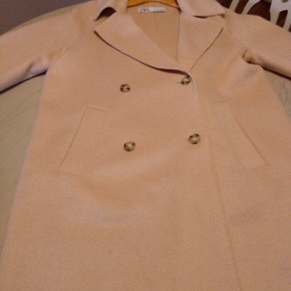 double breasted camel colored long coat - Picture 1 of 5